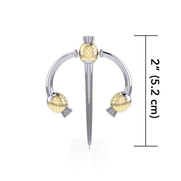 A resilient Irish pride ~ Sterling Silver Goddess Danu-inspired Thistle Pendant Jewelry with 14k Gold accent MPD1234 - Jewelry
